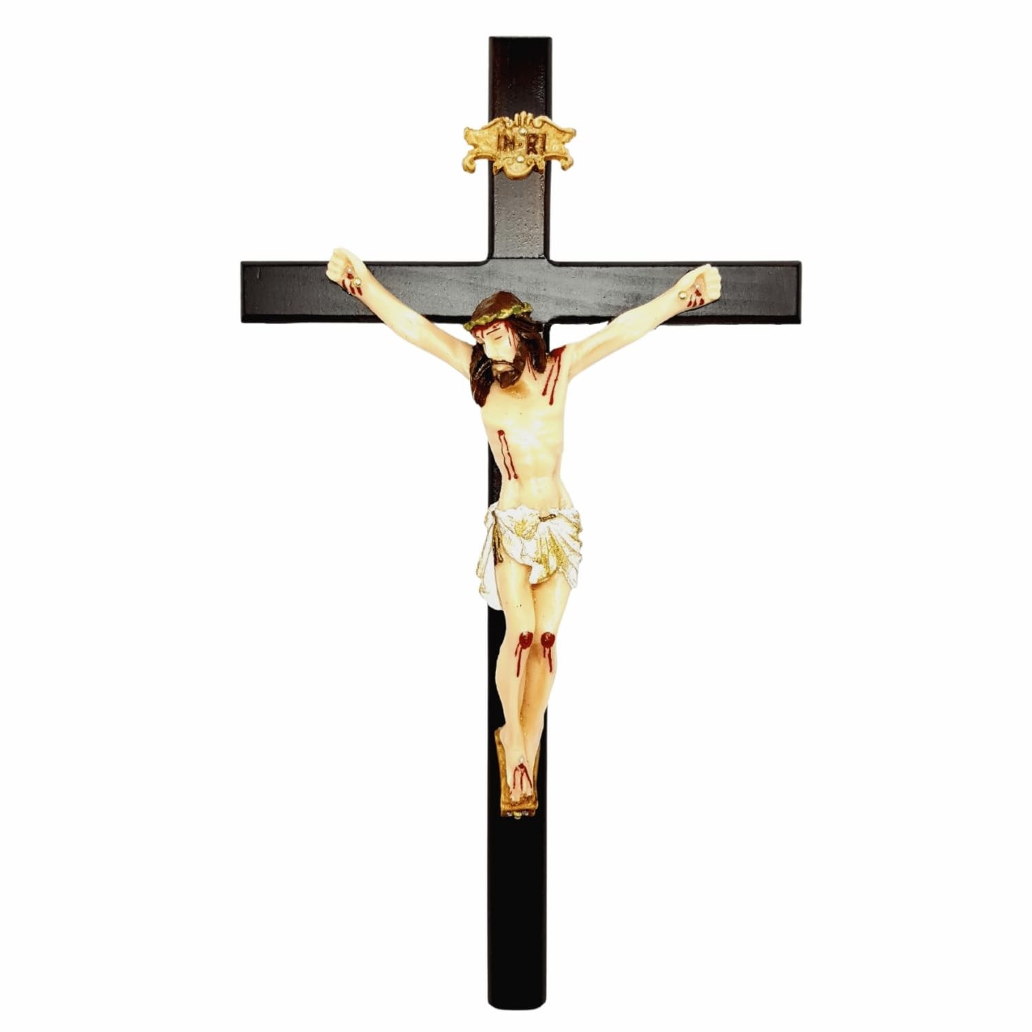 Crucifixo de Parede com Cristo em Resina 33 cm - Decoração Religiosa Elegante