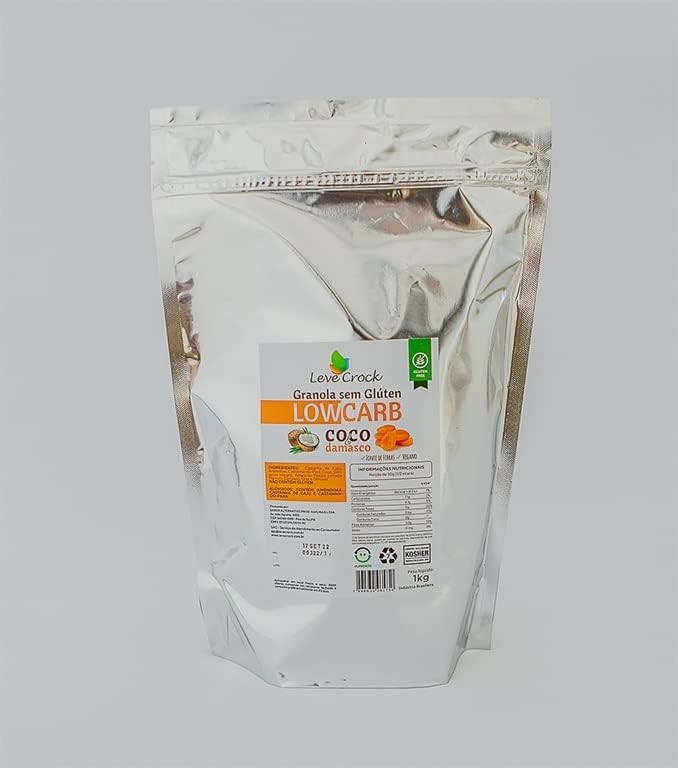 Granola sem glúten Leve Croc low carb Coco e Damasco 1kg