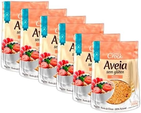 Kit 6X: Farelo de Aveia Sem Glúten Leve Crock 200g