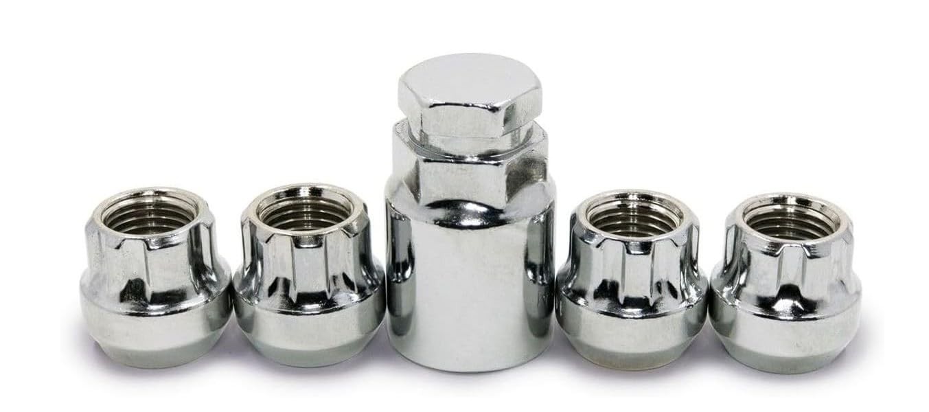 Conjunto de trava de roda cromada de extremidade aberta 12 x 1,25