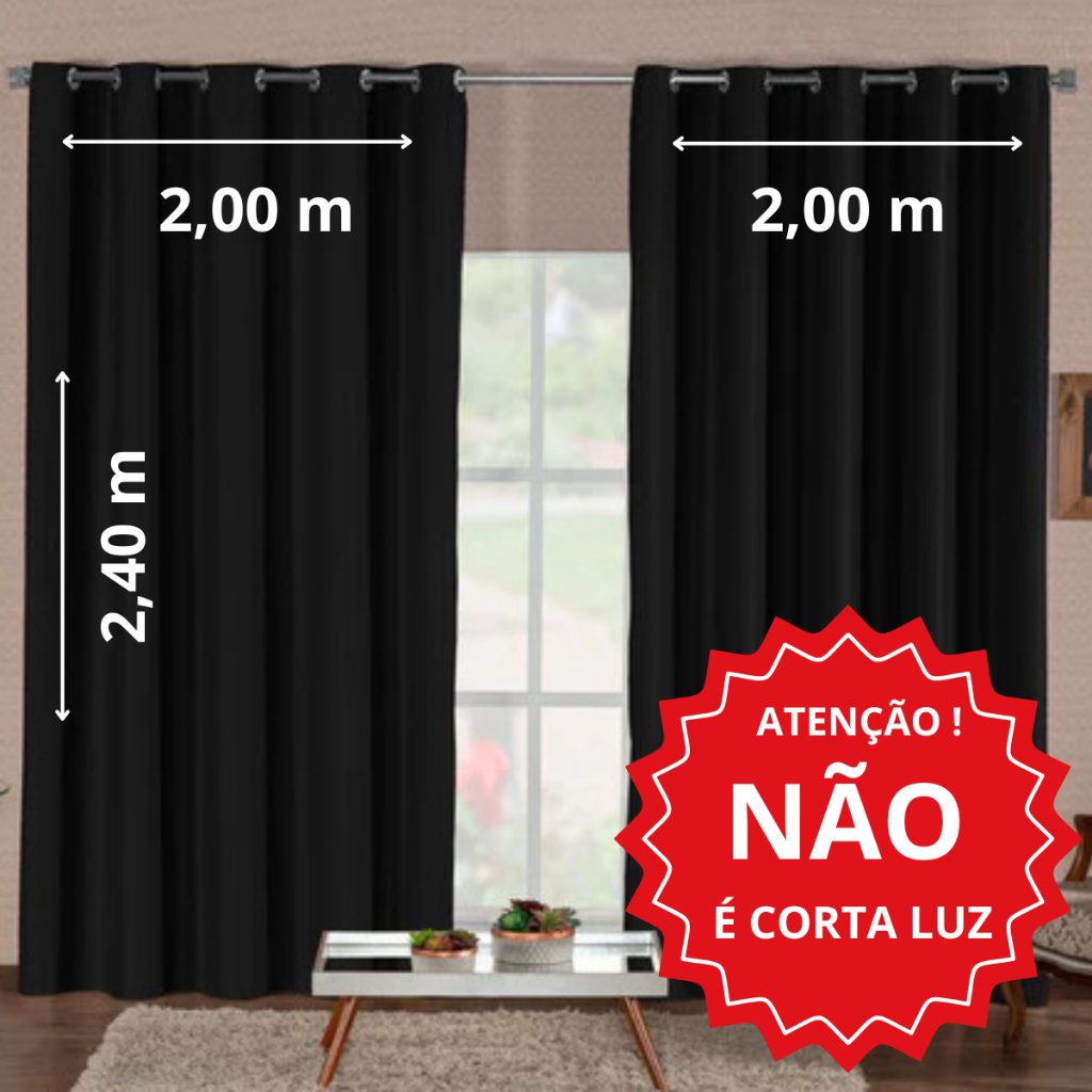 Cortina Elegance 4x2,40 Micropercal com Ilhós Cromados