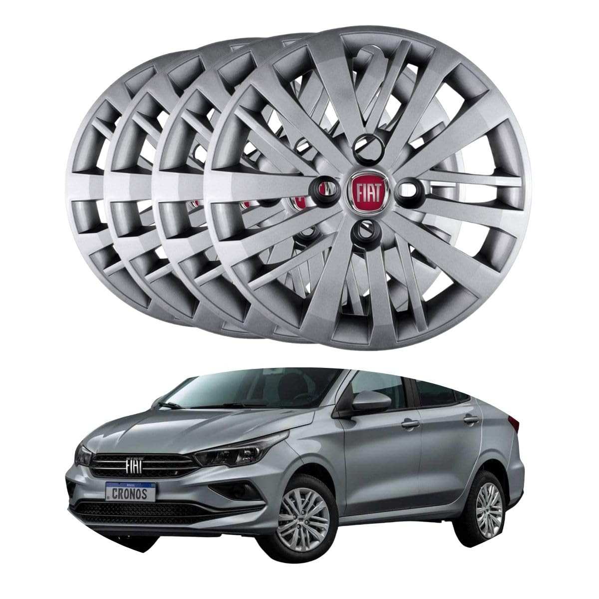 Jogo 4 Calotas Esportivas Aro 14 Fiat Argo Cronos 2023 2024 - Design Moderno e Proteção