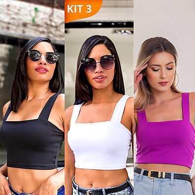 Cropped Alça Grossa: Kit 3 Suplex Confortável