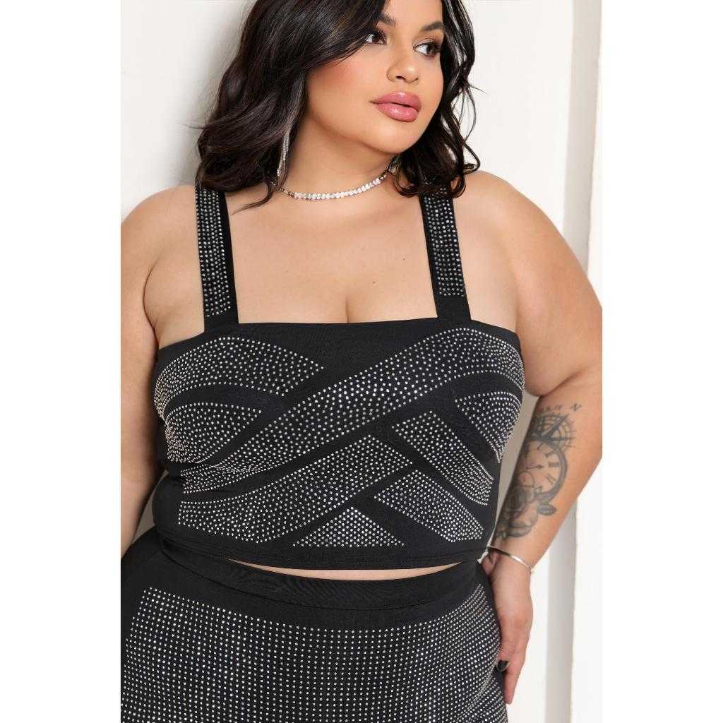 Cropped Kiara: Brilho e Strass Plus Size