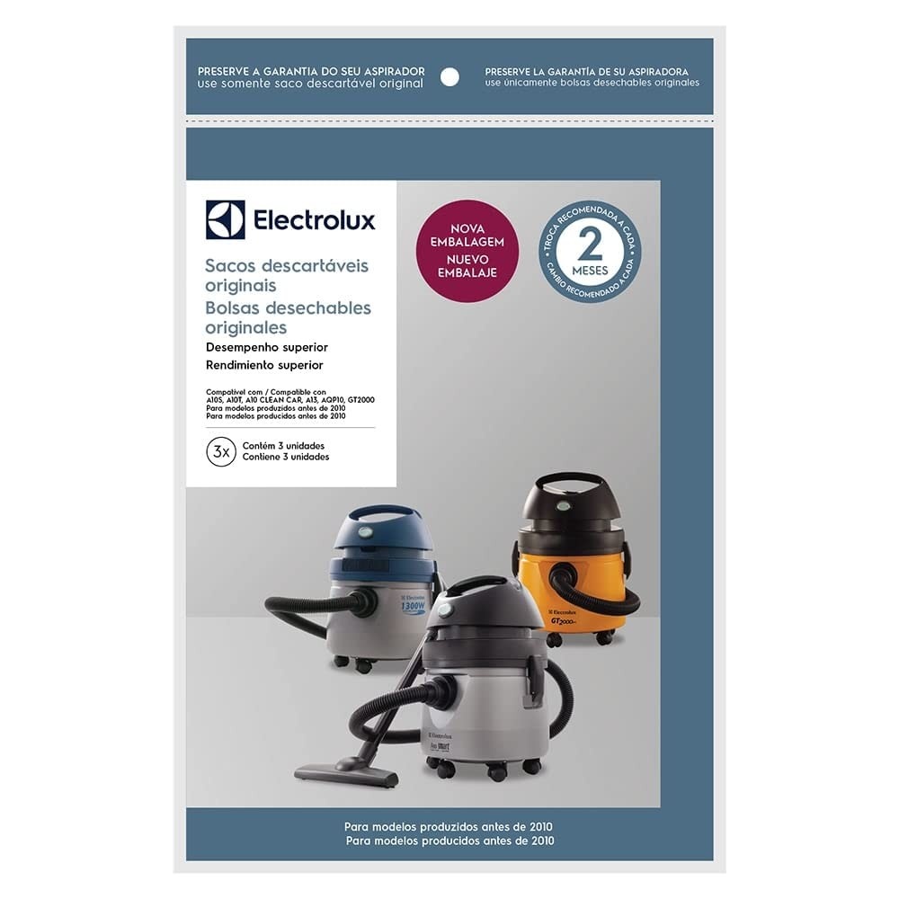 Kit 3 Sacos de Aspirador Electrolux CSE09 - Compatível com A10S, A10T, A10 CleanCar, A13 e GT2000 (Antes de 2010)