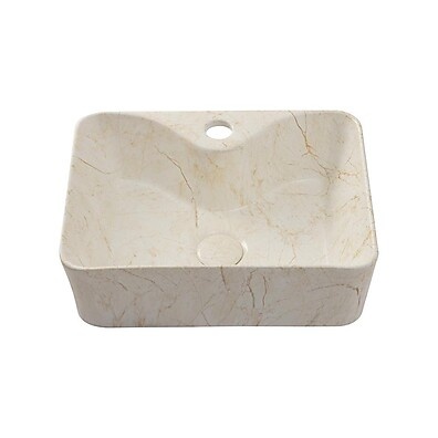 Cuba de Apoio Retangular Slim 40cm Cerâmica Marmorizada Gold