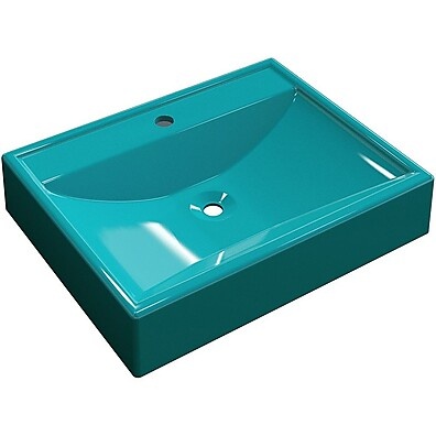 Cuba de Banheiro Retangular Azul Turquesa: Elegância Lyam Decor