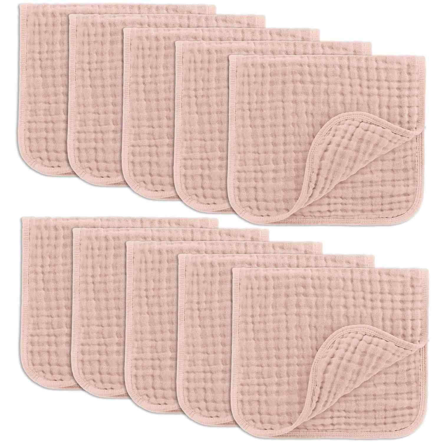 Toalhas de Boca para Bebê Comfy Cubs - 100% Algodão Macio, 6 Camadas Extra Absorventes - Pacote com 10 Unidades