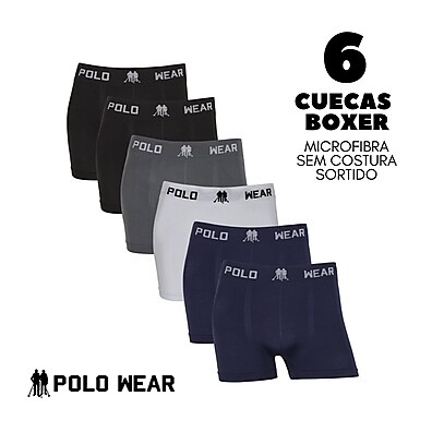 Cueca Boxer Sem Costura: Conforto Polo Wear (Kit 6)