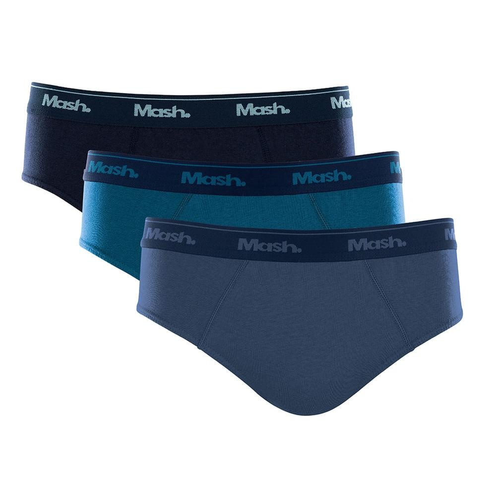 Cueca Slip Algodão Mash: Conforto em 3 Peças!
