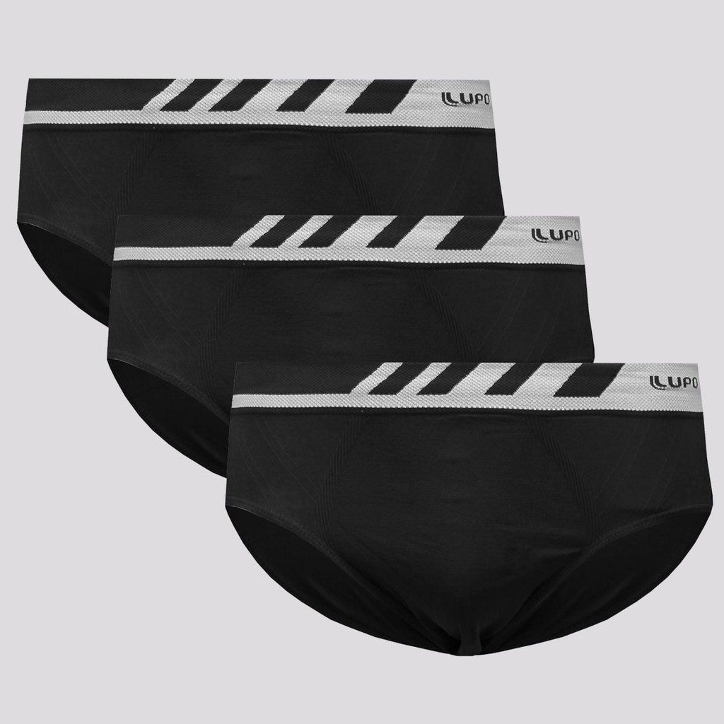 Cuecas Slip Lupo Microfibra: Kit 3 Preta
