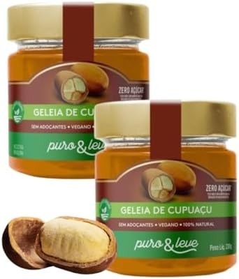 KIT 2X GELÉIA DE CUPUAÇU SAUDÁVEL VEGANA ZERO AÇÚCAR 100% FRUTA PURO & LEVE