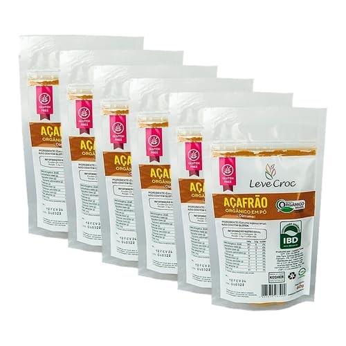 Kit 6X: Cúrcuma (Açafrão da Terra) em Pó Orgânico Leve Croc 60g