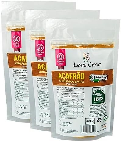 Kit 3X: Cúrcuma (Açafrão da Terra) em Pó Orgânico Leve Croc 60g