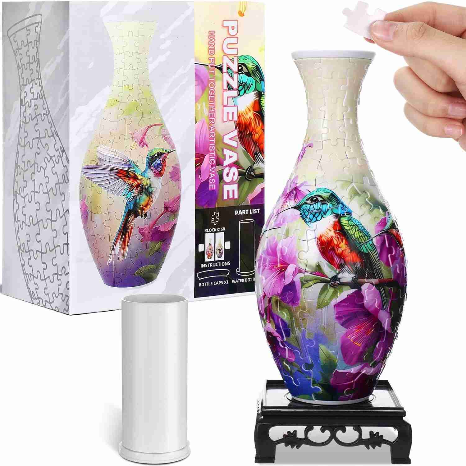 Quebra-Cabeça 3D Vaso de Flores - 160 Peças Curvas para Decoração e Arranjos