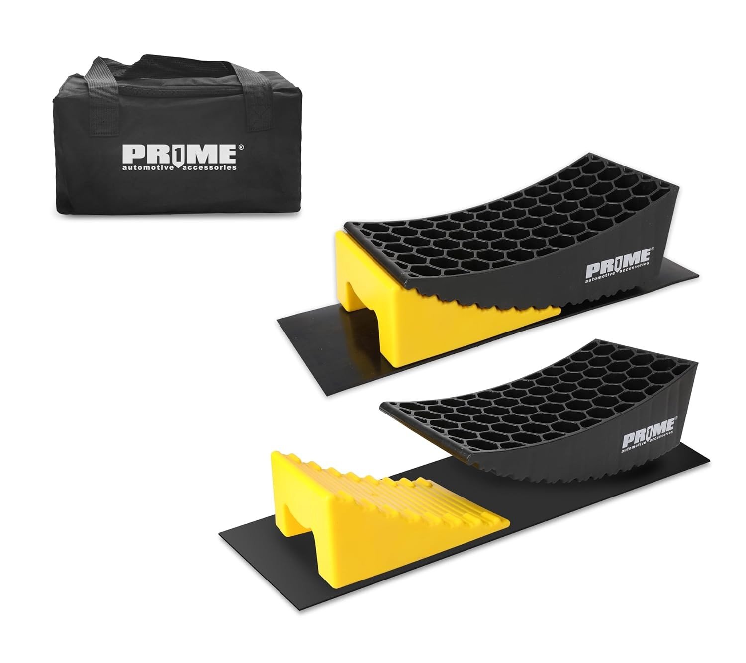 Pr1me Camper Leveler: Kit Completo com 2 Niveladores RV Curvos, Calços e Tapetes Antiderrapantes
