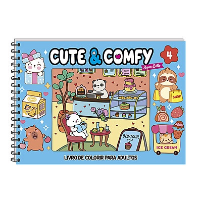 Cute & Comfy Super Extra Edição 04 – Livro de Colorir Adulto com Capa Holográfica