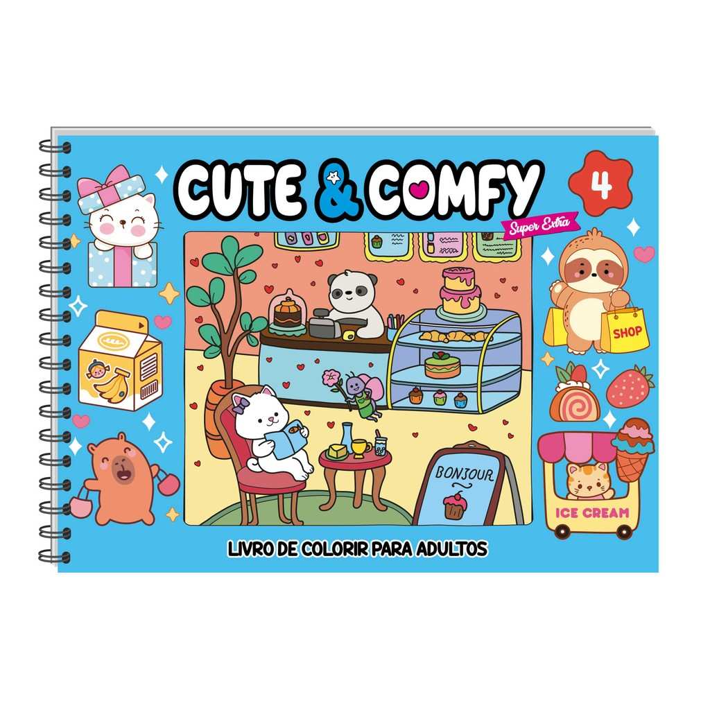 Cute & Comfy Super Extra Edição 04 – Livro de Colorir para Adultos com Capa Holográfica