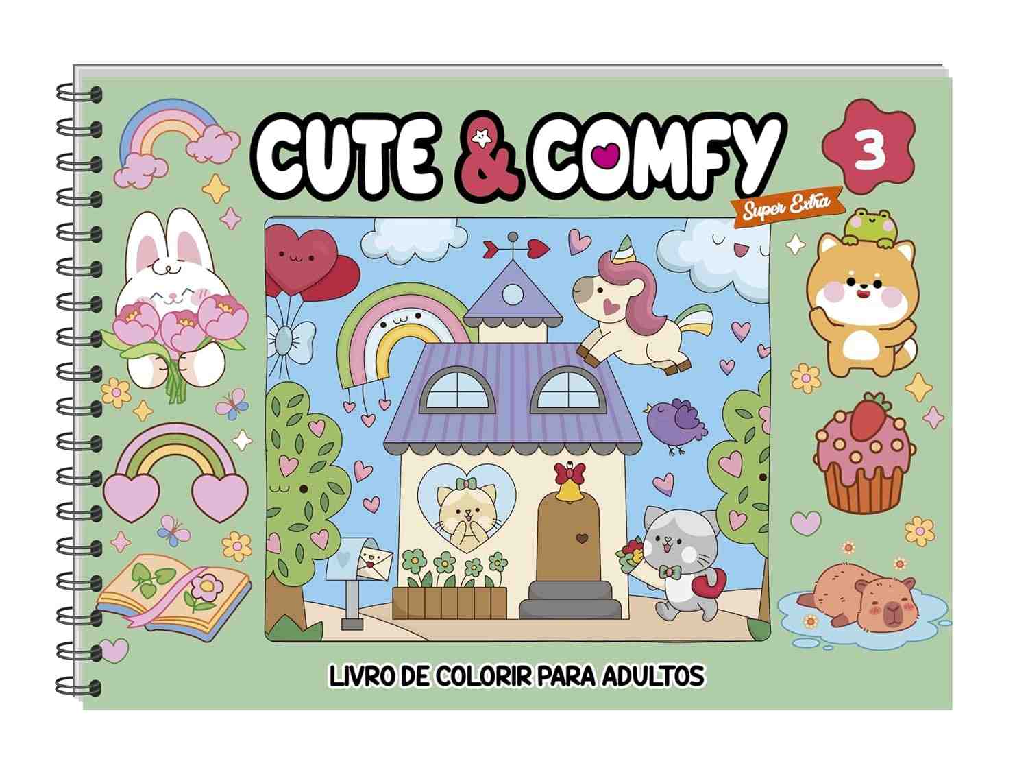 Livro de Colorir Adulto Cute & Comfy Super Extra Edição 03: Relaxamento e Criatividade com Capa Holográfica