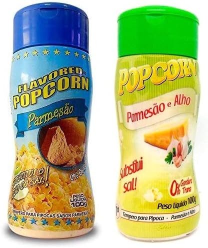 Temperos P/ Pipoca Popcorn Cx 12 Frascos. 6 Parmesão - 6 Parmesão e Alho