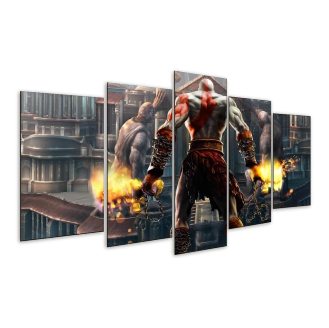 Quadro Decorativo Mosaico 5 Peças Kratos - Deus da Guerra | Arte Gamer para Decoração