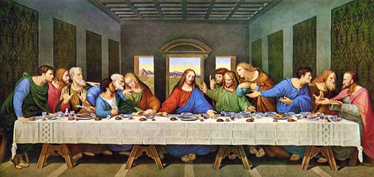 Quadro Santa Ceia Leonardo Da Vinci - Canvas Religioso 80x40cm com Borda Infinita