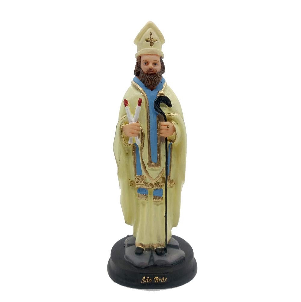 Estátua de São Bras - Protetor da Garganta | Imagem em Resina Italiana 15cm