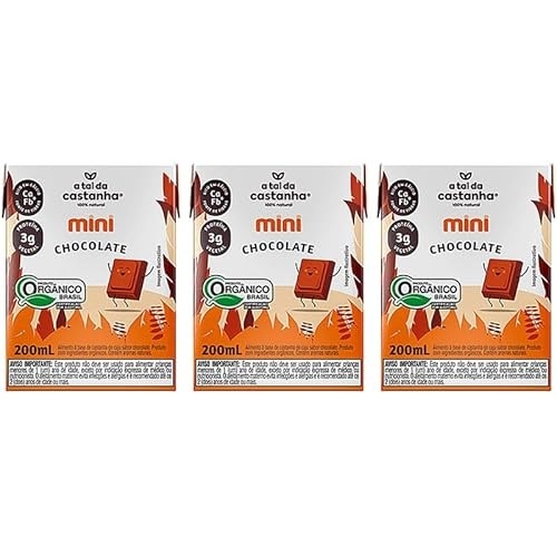Kit 3X: Leite Vegetal Mini Chocolate Orgânico A Tal da Castanha 200ml
