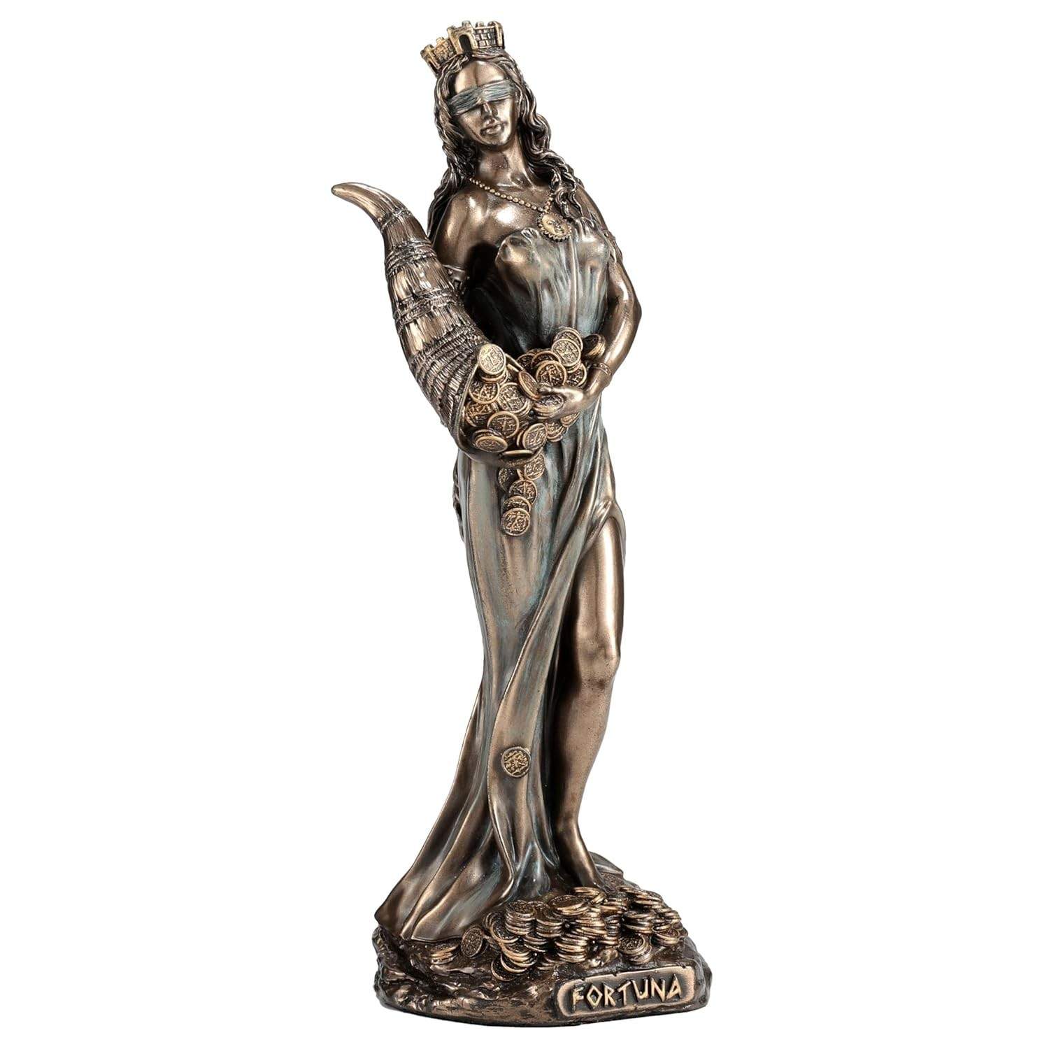 Escultura Fortuna em Resina com Acabamento Bronze - Deusa da Sorte para Decoração Elegante