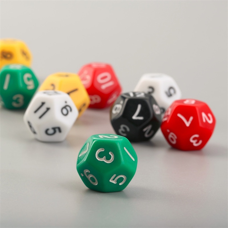 Dados D12 Acrílicos Coloridos: 5 Peças para Jogos e Educação