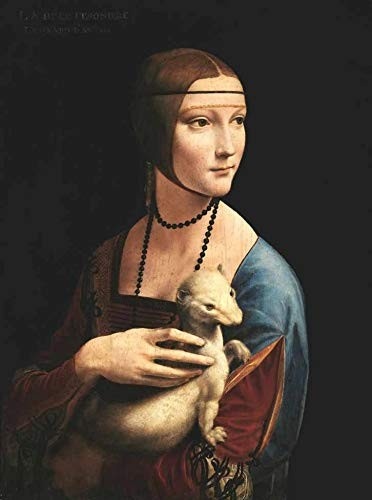 Dama com Arminho de Leonardo da Vinci - Tela Canvas 50x69cm | Obra de Arte Giclée para Decoração Elegante
