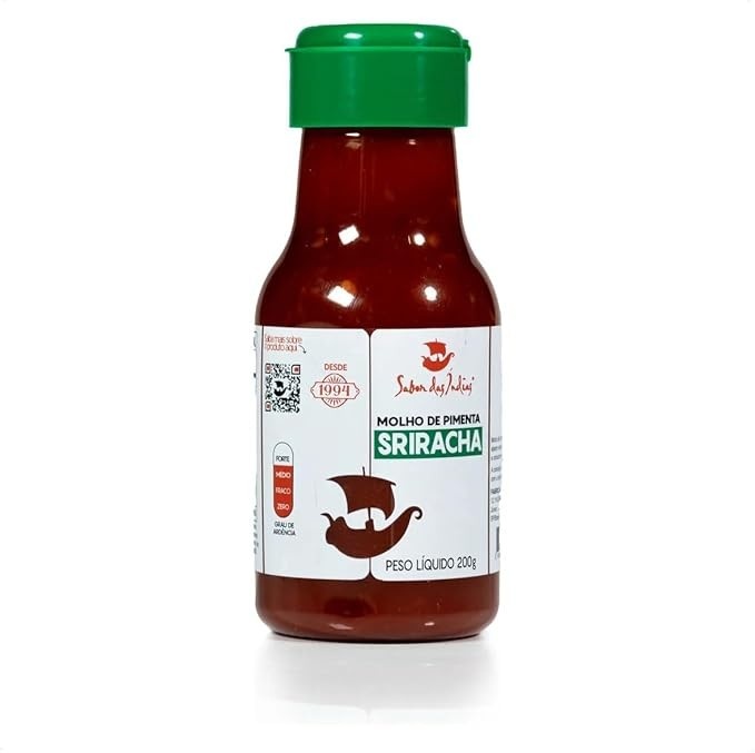 Sabor das Indias, Molho Sriracha - 200 GR Levemente Adocicado, Sem Glúten