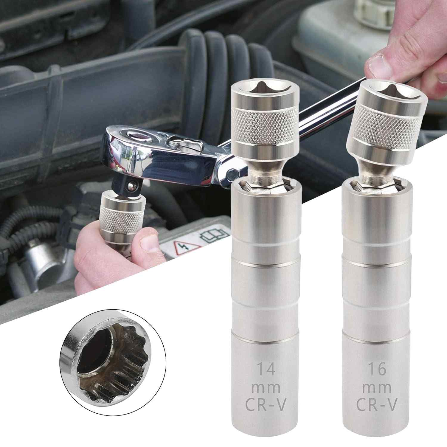 Conjunto de Soquete para Vela de Ignição 14mm e 16mm - Ferramenta Universal 3/8"