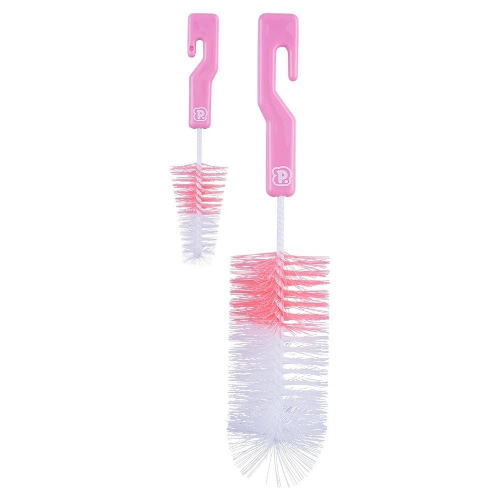 Kit Higienizador de Mamadeiras Pimpolho Rosa - 2 Peças com Cerdas Macias