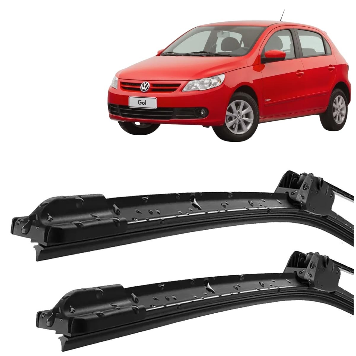 Par de Palhetas Limpador Para-brisa Gol G5 2009-2012 Silicone Tipo Gancho