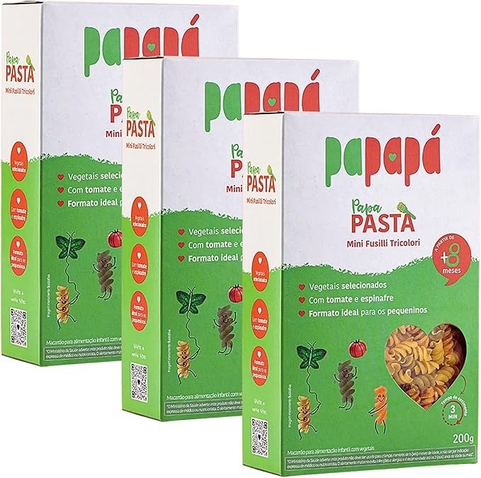 Kit com 3 Caixas de Mini Fusilli Tricolori de 200g cada - Papapá