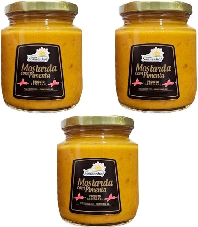Kit com 3 Molho de Mostarda com Pimenta 260g - Fazenda Sonnenhof