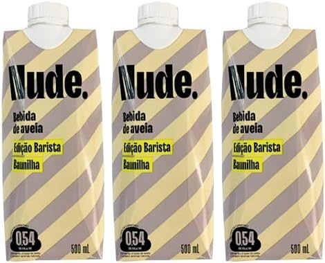 Kit 3X: Leite Vegetal de Aveia Barista Sabor Baunilha Nude 500ml