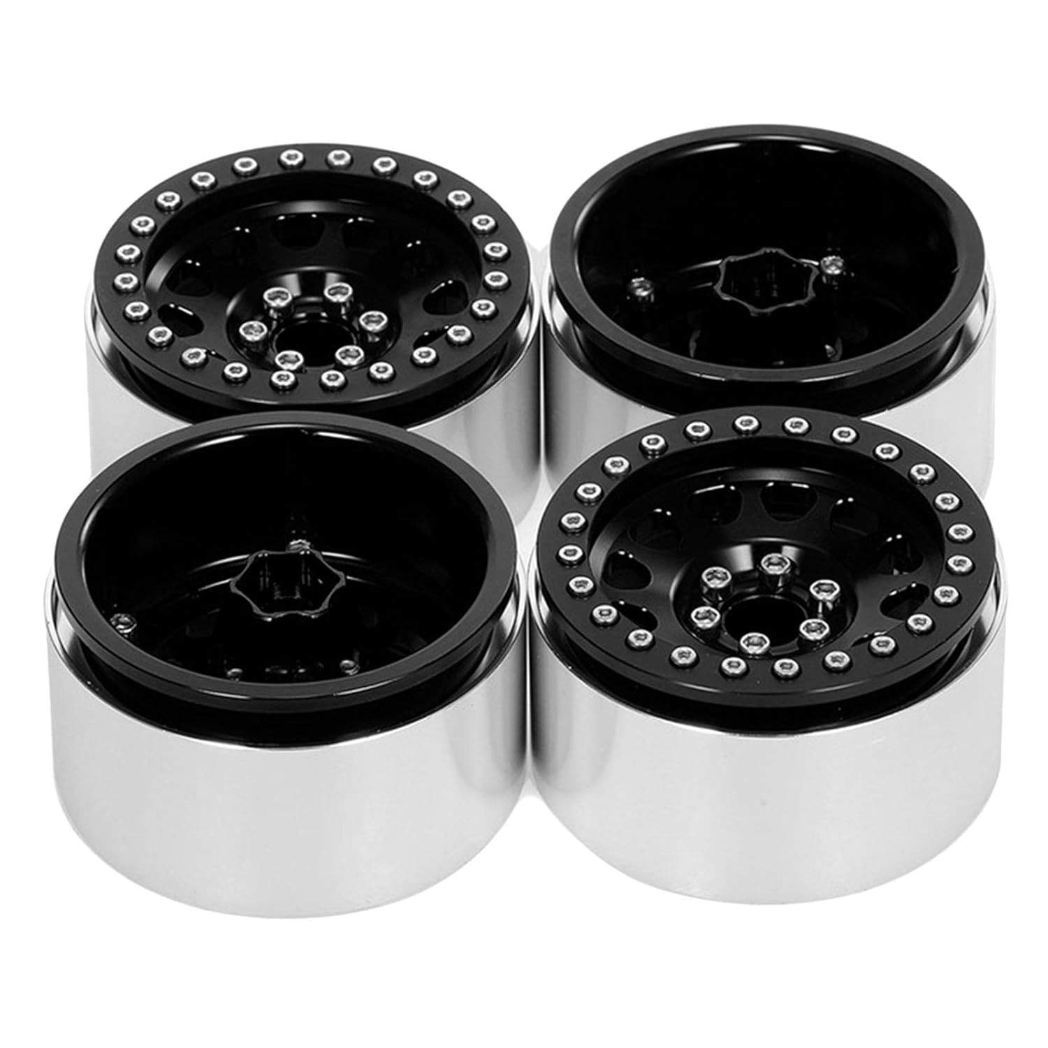 4 Rodas Metal Preto 1:10 - Upgrade Essencial para seu Carro de Escalada RC