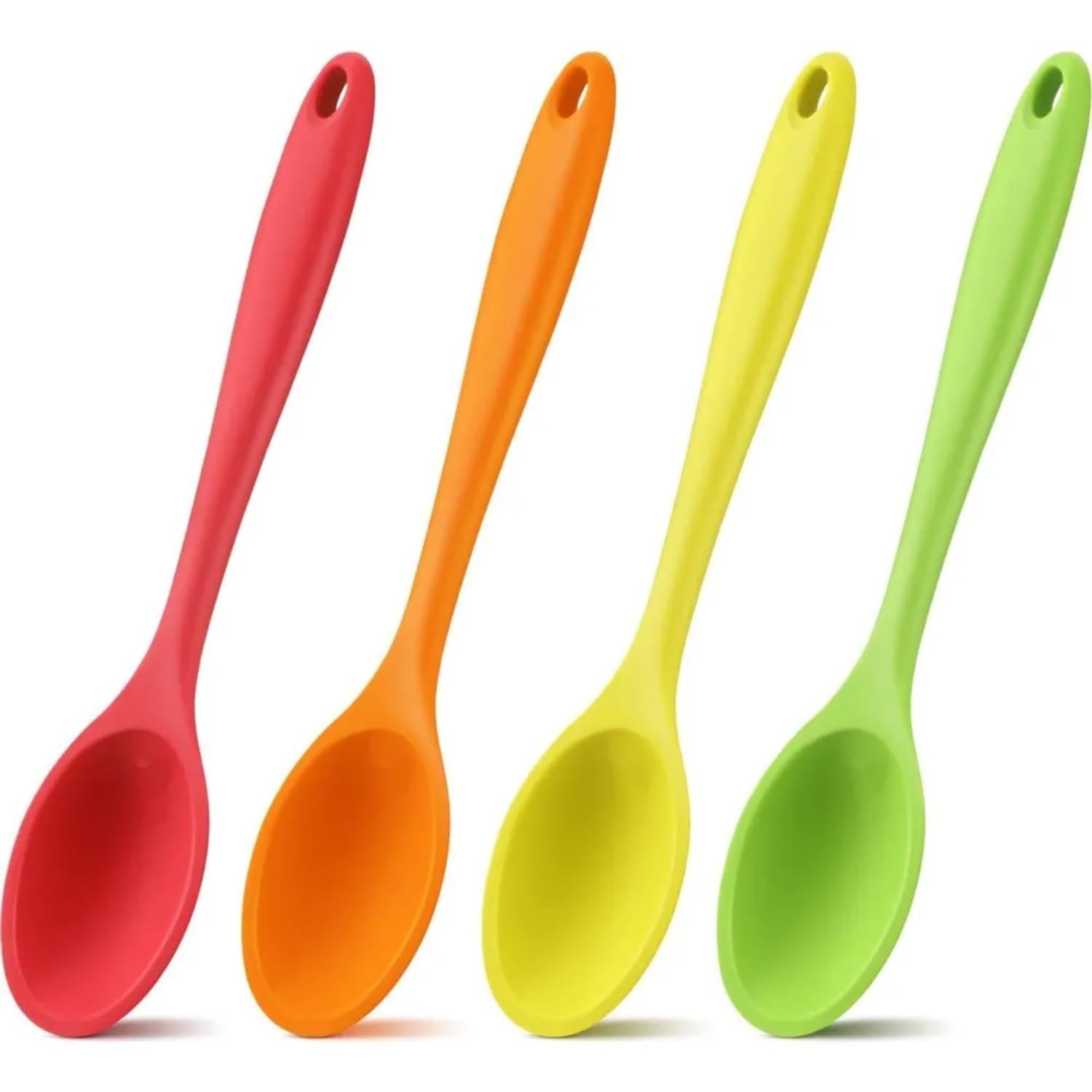 Conjunto de Colheres de Silicone Resistentes ao Calor - 4 Peças Antiaderentes para Cozinhar, Mexer e Servir