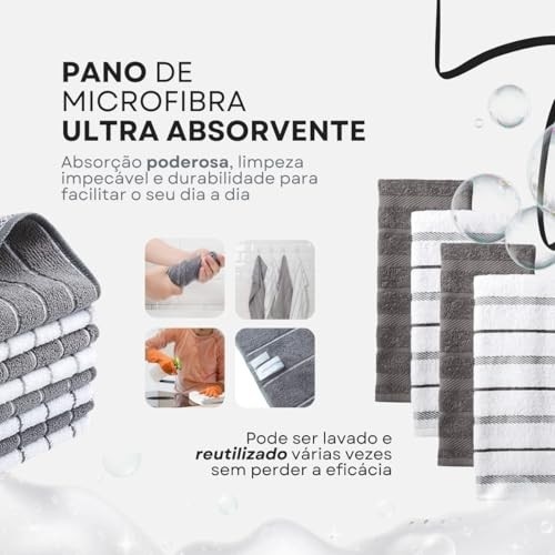 Pano de Chão Microfibra ISKILO 4 Unidades - 80x50cm - Absorção e Limpeza Profunda