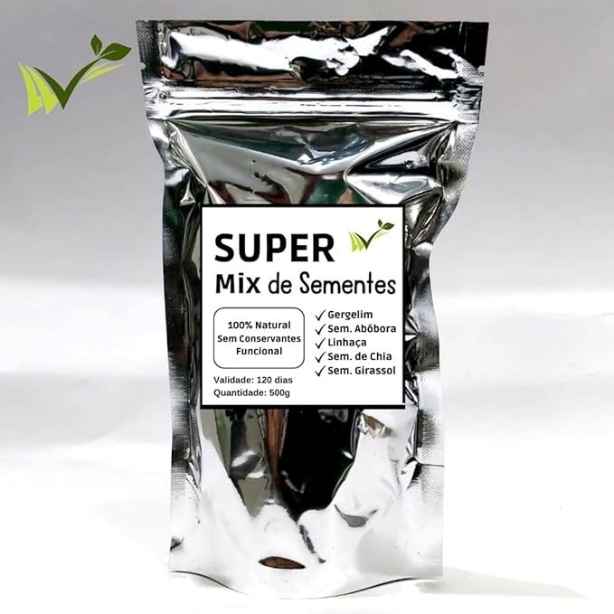 Mix de Sementes Naturais (Abobora Girassol Chia Linhaça Gergelim) - 500g total