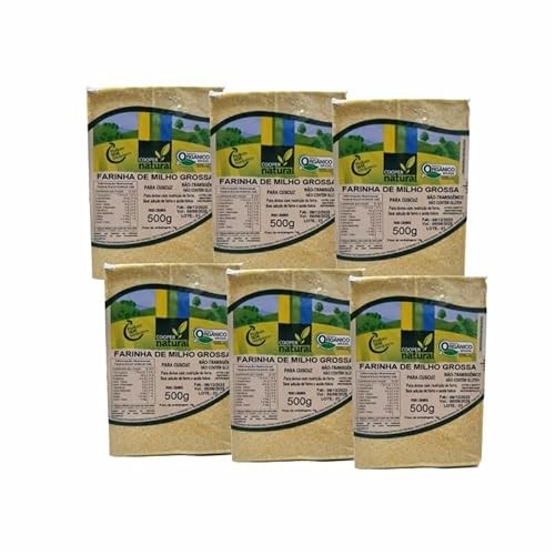 Kit 6X: Farinha de Milho Grossa (Para Cuscuz) Orgânica Coopernatural 500g