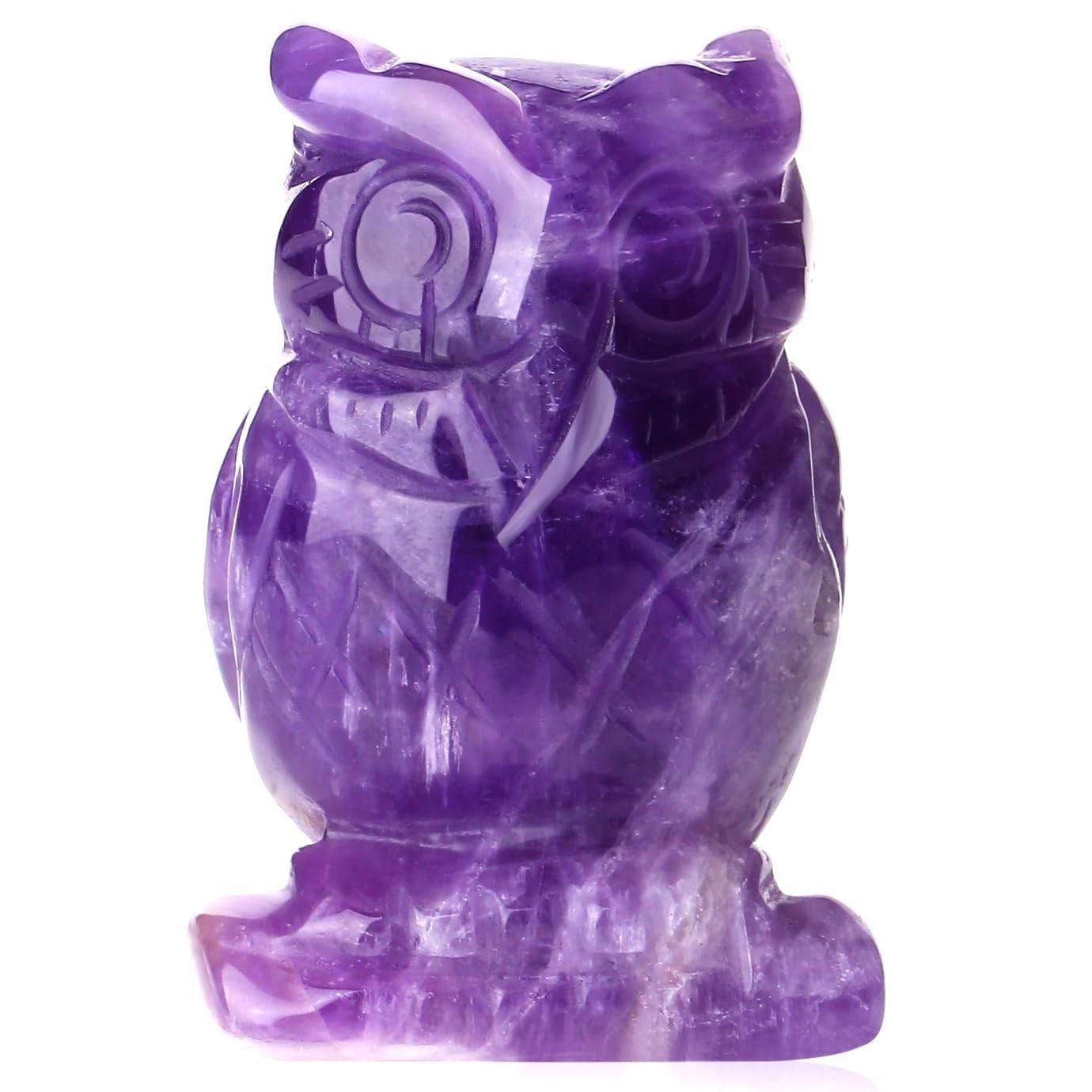 Coruja de Cristal de Ametista - Estátua Decorativa de 5cm para Casa e Escritório | Simbolo de Sabedoria e Proteção