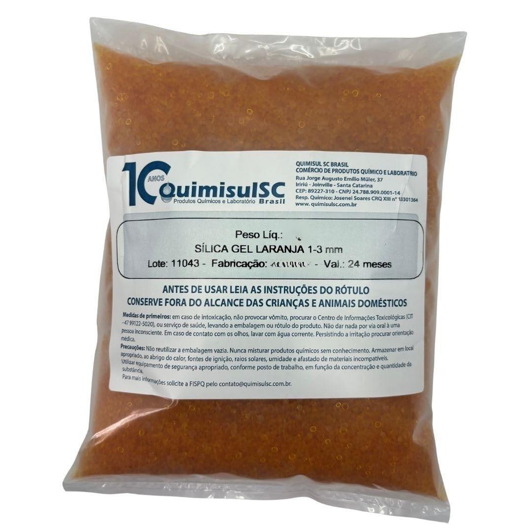 Sílica Gel Laranja Atóxica 1-3 mm - 250g | Absorção de Umidade Profissional