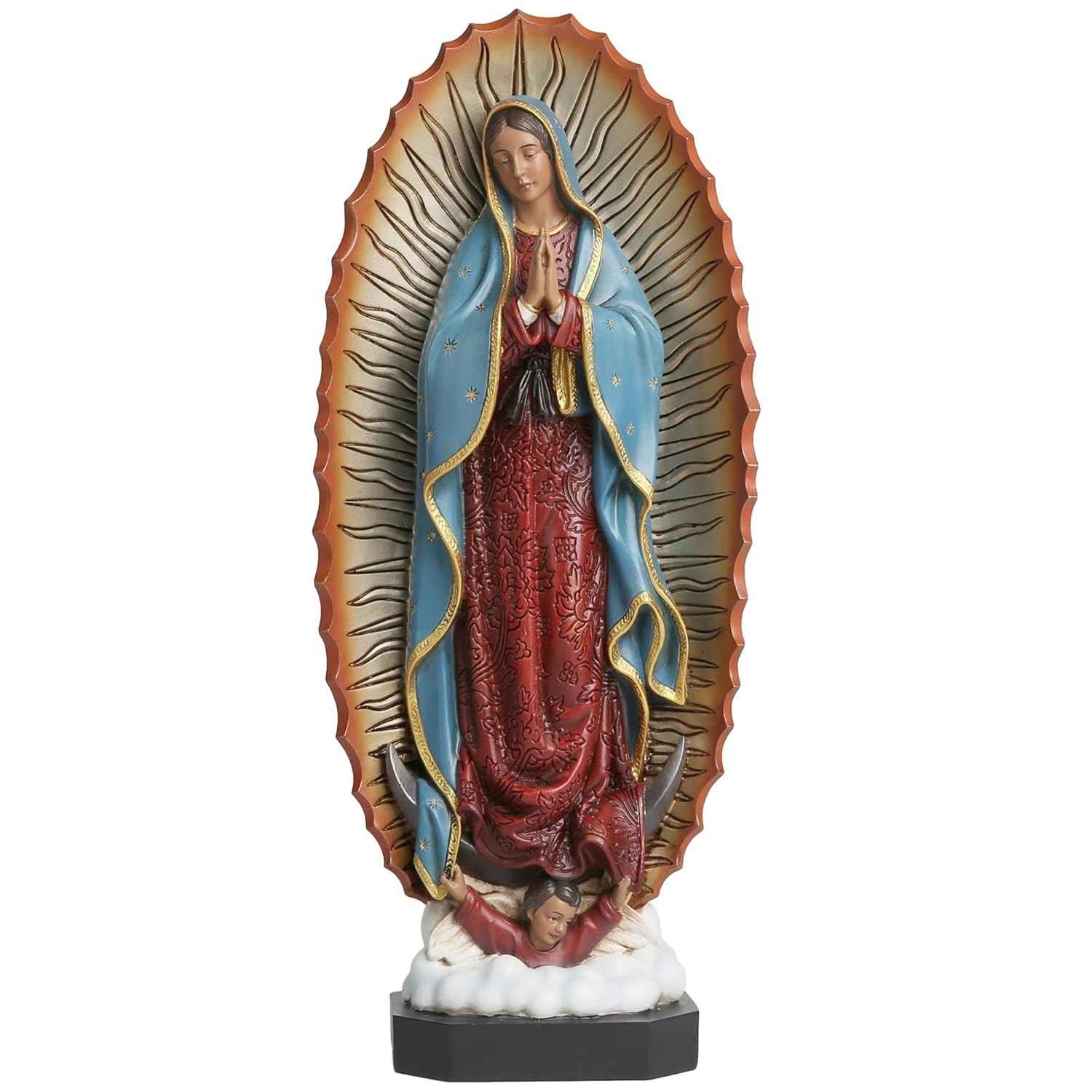 Estátua de Nossa Senhora de Guadalupe 22 cm - Figura Religiosa Pintada à Mão, Presente Católico com Detalhes Artesanais