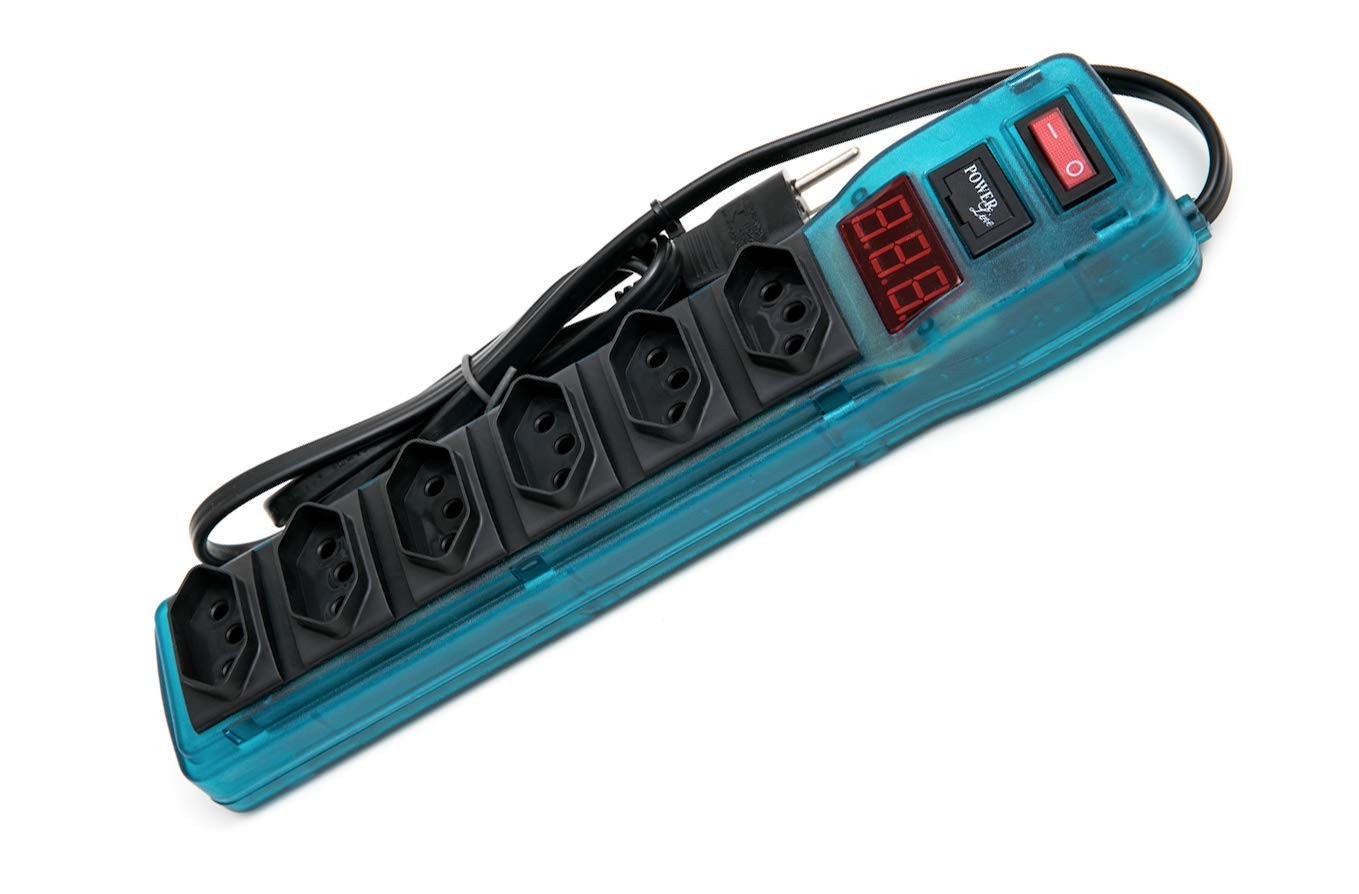 Filtro de Linha Power Line 6 Tomadas com Voltímetro Digital Bivolt - Proteção e Controle para Seus Equipamentos