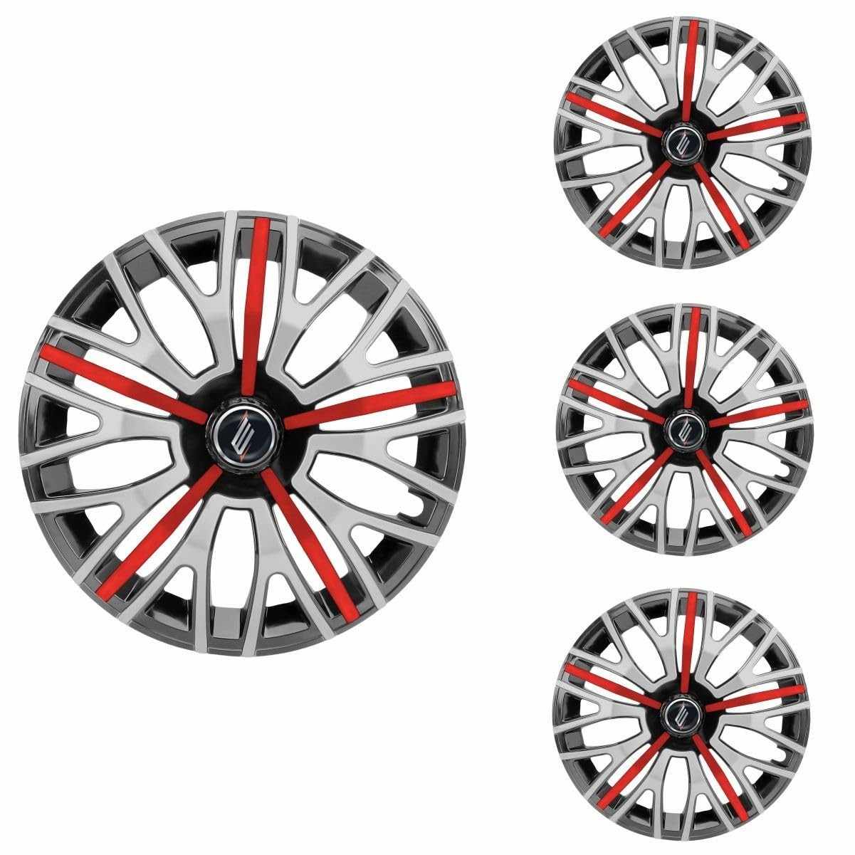 Jogo de Calotas Triton Sport 13" Black Silver Red Universal - Elitte Motors