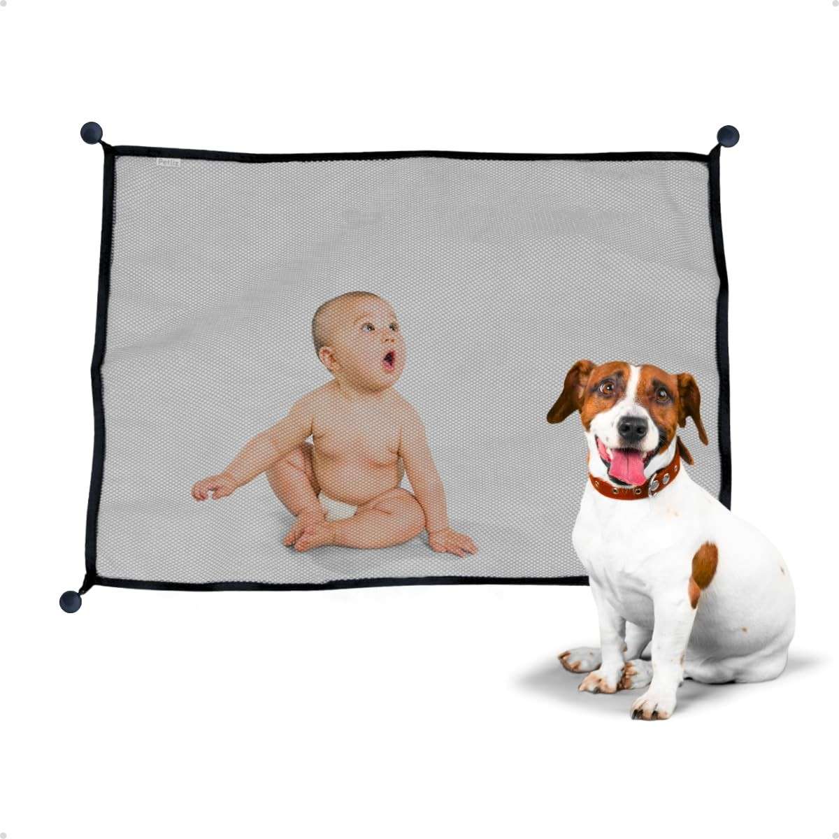 Tela de Proteção Petliz - Barreira de Segurança 80x72cm para Portas e Escadas | Ideal para Bebês, Crianças e Pets