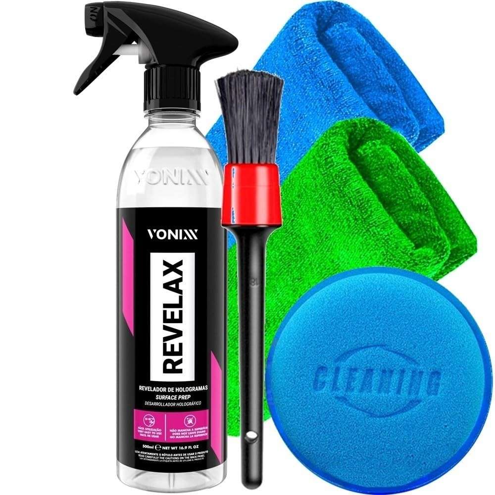Kit Revelador de Hologramas Revelax Vonixx 500ml Pincel Detalhamento Aplicador Espuma 2 Toalhas Microfibra